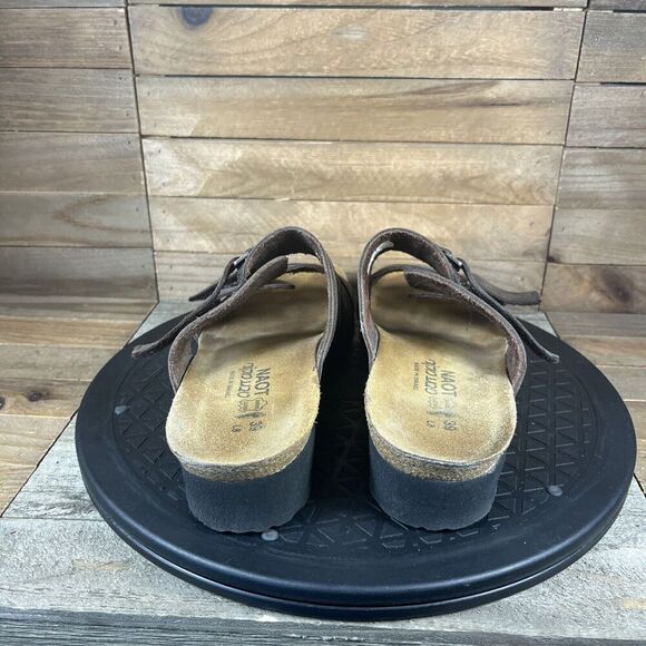 Naot Carly Taupe Nubuck Leather Two Strap Wedge Sandal Womens Sz EU 39 US 8 - Picture 4 of 10